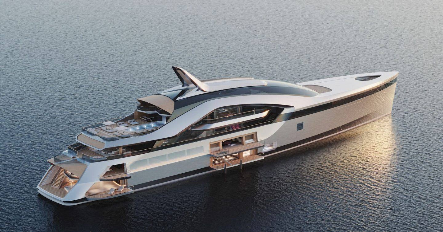 Official rendering of the 115-metre Feadship HIVE concept by Studio De Voogt